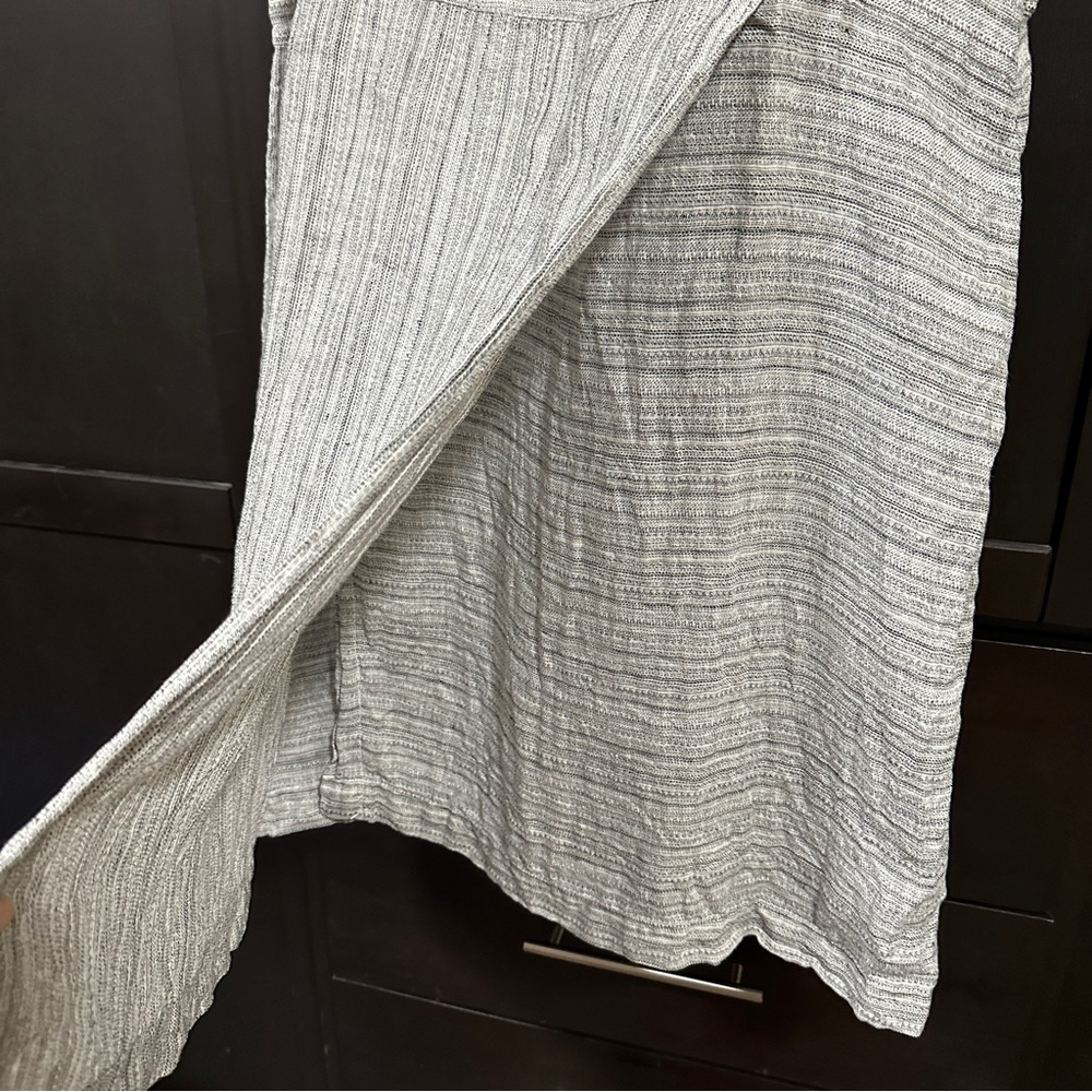 Pure Jill 100% Linen Faux Wrap Shift Dress Gray Lagenlook Sleeveless Size XL - Picture 6 of 13